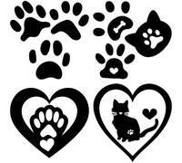 GORGECRAFT Lot de 4 Autocollants de Voiture en Forme de Patte de Chat et de Chien Noirs et Réfléchissants en Forme de Cœur pour Pare Chocs de Voiture Imperméables pour SUV Camion Moto Portes Murs