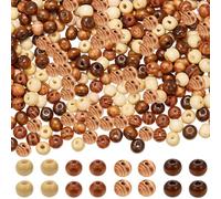 GORGECRAFT Lot de 400 perles en bois naturel brut de 4 couleurs - Diamètre : 2 à 3 mm - Perles d'espacement rondes avec trou - Pour bricolage, colliers, fabrication de bijoux, ornements suspendus de
