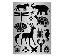 GORGECRAFT Métal Animal Pochoir Océan Tortue de Mer Hippocampe Étoile de Mer Éléphant Cerf Léopard Araignée Papillon Modèles Peinture Pochoirs pour Peinture, Brûler du Bois, Pyrogravure et Gravure