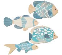 GORGECRAFT Murale en Bois Représentant des Poissons Nautique Côtier Sculpture Murale Artisanale en Bois Naturel Rustique à Suspendre dans Salon Salle de Bain à L'Extérieur sur Plage au Bord d'un Lac