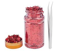 GORGECRAFT Nail Art Foil Flocons, Flocons de Feuille Métallique de Paillettes de Paillettes D'Art D'Ongle de Feuille Rouge avec des Pincettes pour des Bijoux en Résine Paillettes Brillantes