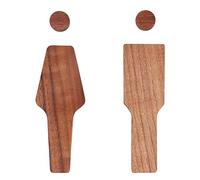 GORGECRAFT Panneau de Toilettes Unisexe en Bois Panneau D'Identification de Toilette en Bois Autocollants Moderne Braille Panneaux de Salle de Bain Publique Hommes Femmes Signalisation de Porte Décor