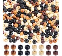 GORGECRAFT Perles Rondes en Bois Naturel 8mm Colorées et Inachevées pour Bricolage, Artisanat, Fabrication de Bijoux et Décorations de Noël