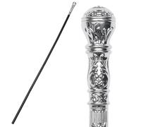 GORGECRAFT Pimp Stick Cane 5 pièces Ensemble Canne de Costume de Cosplay Noir Vintage avec Bouton Supérieur Argenté Bâton de Marche Magicien Sceptre Baguette pour Halloween Adultes Prince Sorcières