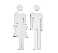 GORGECRAFT Plaque De Porte WC Auto-Adhésifs pour Dames et Messieurs, Panneaux de Porte de Salle de Bain pour la Maison, Hôtel, Bureau, Boutique, Parking, Restaurant (Argent)
