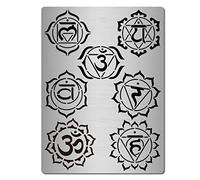 GORGECRAFT Pochoir Chakra en Métal Mandala Yoga Om Symboles Pochoirs Réutilisables Troisième Œil Gorge Modèles de Cœur pour la Méditation Couronne Peinture sur Bois Mur Toile Meubles Bois