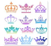 GORGECRAFT Pochoir Couronne Roi Reine Princesse Couronne Modèle de Royauté Pochoirs de Dessin en Plastique Réutilisables pour Peinture Sur Bois Toile Tissu Scrapbooking Album Papier Carte 30x30cm
