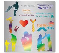 GORGECRAFT Pochoir de Fête des Pères en Forme de Cœur, Cravate, Lettres, Modèles en Métal et Acier Inoxydable pour Père, Papa, Peinture Sur Bois, Gravure, Scrapbooking, Décoration D'Intérieur, Cadeaux