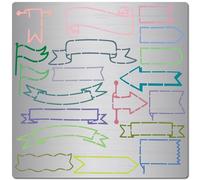 GORGECRAFT Pochoir de Journal en Métal de 16x16cm Bannière Drapeau Flèche Pochoirs D'Étiquettes en Acier Inoxydable Marque Page Modèle de Planificateur Réutilisable pour Gravure Pyrogravure Cartes