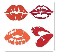 GORGECRAFT Pochoir de Peinture à Lèvres en Plastique Kiss Lips Rouge à Lèvres Bouche Maquillage Pochoirs PET Réutilisables Modèles Carrés pour Peinture Sur Sol en Bois Tissu Scrapbooking 30x30cm