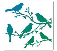 GORGECRAFT Pochoir Oiseau sur Branche 30x30cm Grand Modèle Réutilisable pour Oiseaux Arbre Silhouette de Feuille D'Intérieur Pochoirs en Plastique Pet pour Peinture sur Bois Armoires Scrapbooking