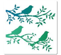 GORGECRAFT Pochoir Oiseau Sur Branche 30x30cm Motif Oiseaux Plantes Feuilles Modèle Creux Réutilisable Grande Taille pour Peinture Sur Bois Mur Porte Toile Décoration D'Intérieur Fabrication de Cartes