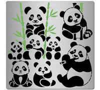 GORGECRAFT Pochoir Panda en Bambou de 16x16cm Marque Page Réutilisable en Acier Inoxydable pour Journal Scrapbooking Gravure Pyrogravure Fabrication de Cartes