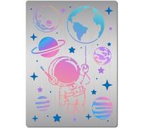 GORGECRAFT Pochoirs D'Astronaute Sur le Thème de L'Espace en Métal pour Dessin, Peinture, Planète Terre, Étoile, Modèle en Acier Inoxydable pour Peinture Sur Bois, Sol, Mur, Carrelage, 19x14 cm
