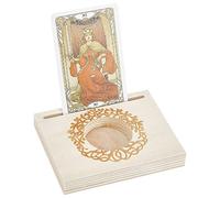 GORGECRAFT Porte-Cartes de Tarot en Bois Bougeoir Motif Arbre de Vie Sculpté 10x8x1.5 cm en Forme de Rectangle Épais Présentoir D'Autel Support pour Outils de Divination de Sorcière Décor de Tarot