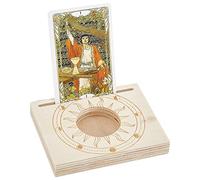 GORGECRAFT Porte-Cartes de Tarot en Bois Bougeoir Sculpté Phase de Lune et Motif Soleil 10x8x1.5cm Rectangle en Forme D'Autel Présentoir Support pour Outils de Divination de Sorcière Décor