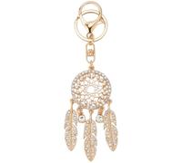 GORGECRAFT Porte Clés Attrape Rêves en Métal Doré avec Strass Transparents et Perles Porte Bonheur Attrape Rêves Décoration Suspendue Pendentif en Plumes pour Porte Clés Sac à Main Femme