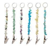 GORGECRAFT Porte Clés avec Clip pour Carte de Crédit 6cm Turquoise Synthétique Pierres Précieuses Naturelles Perles avec 15 Anneaux en Acier Inoxydable et Clips en Fer pour Ongles Distributeur