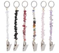 GORGECRAFT Porte Clés avec Clip pour Carte de Crédit et Carte de Débit en Perles de Pierres Précieuses 6cm avec 15 Anneaux en Acier Inoxydable Pinces en Fer pour Les Ongles Automatique de Billets