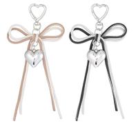 GORGECRAFT Porte Clés en Alliage avec Nœud en Forme de Cœur 2 Couleurs en Cuir PU Accessoire pour Sac à Main Sac à Dos Étui de Téléphone Pendentif Décoration Bijoux Cadeau 2cm