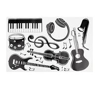 GORGECRAFT PVC Sticker Mural Notes de Musique Stickers Muraux Noir Instruments de Musique Décoration Murale Amovible Guitare Piano DJ HeadPho Ne Batterie Saxopho pour Studio de Musique Chambre Art