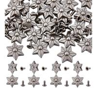 GORGECRAFT Rivets en Cuir en Forme D'Étoile Vis en Métal Argenté Antique Boutons Décoratifs Boucles de Serrage Clous pour Vêtements Tissus Ceintures Articles de Maroquinerie Sacs et Pochettes 30mm