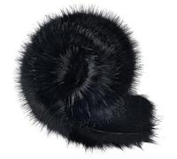 GORGECRAFT Rouleau de Tissu en Fausse Fourrure Prédécoupé de 1 m X 7cm en Peluche Noire avec Ruban de Garniture pour Coussins de Noël Housses de Chaise