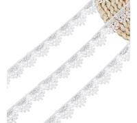 GORGECRAFT Ruban à Franges de Venise Blanc 13.7m Broderie à Paillettes Bordure en Dentelle Fleur de 33mm Tissu Crocheté Vintage Bordure à Franges pour Couture Bordure Dentelle Rideau Couverture Tapis