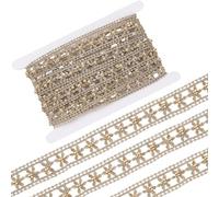 GORGECRAFT Ruban de Dentelle Perlé Doré de 4.6m*2.7cm Broderie Métallique Marron Garniture Décorative Bordure à Franges Couture de Fleurs Tissu Bordure au Crochet pour Mariage Bricolage Vêtements