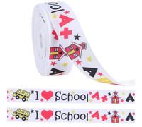 GORGECRAFT Ruban Gros Grain Scolaire de 9m*22mm Ruban de Rentrée Scolaire Ruban en Tissu Imprimé ABC Ruban Artisanal Rubans d'emballage Cadeau de Bus Blanc pour Couronne de Cadeaux de Maternelle