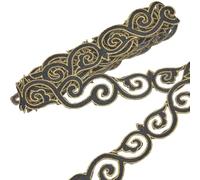 GORGECRAFT Ruban Métallique Thermocollant en Dentelle Noire de 3.8 m Appliqué à Coudre Motif Floral Nuage Doré Décoratif Broderie Tissu Tissé de 4cm pour Couture Bricolage Vêtements D'Intérieur