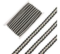 GORGECRAFT Ruban Tressé en Coton de 10 m de 12 mm, Garniture Tressée, Tissu Tissé Doré Métallique, Sangle Décorative Noire, Emballage Cadeau, Fournitures Faites à la Main pour Rideaux, Abat-Jour