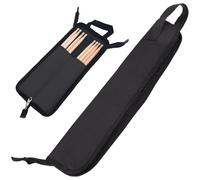 GORGECRAFT Sacoche de Baguettes Portable avec Poignée 47cm X 20cm Noire avec Crochets pour Tom Basse et Fermeture Éclair. Étui en Toile pour Ranger Baguettes Maillets et Balais.
