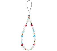 GORGECRAFT Sangle de Téléphone en Perles de Champignon de 22.5cm Porte Clés Universel Fait à la Main Résine Détachable Breloque Colorée pour Téléphones Portables Lanière de Poignet Anti Perte Étui