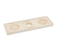 GORGECRAFT Support de Carte de Tarot en Bois de 9.5x3.4x0.6,{5} cm Bougeoir Phase de Lune Motif de Soleil Sculpté en Forme de Rectangle Épais Présentoir D'Autel pour Sorcière Outils de Divination