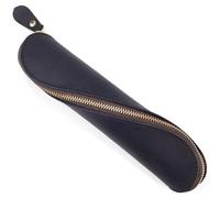 GORGECRAFT Trousse à Crayons en Cuir Véritable Pochette à Stylos en Cuir Véritable Fabriquée à la Main Sacs en Cuir de Cheval Fou Noir Support à Fermeture Éclair pour Étui à Lunettes de Lecture