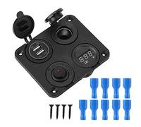 Gorgeri 12V 4 Gang LED Panneau de commutateur à Bascule Panneau de commutateur à Bascule Allume-Cigare Voltmètre Double USB 4.2A pour Bateau de Voiture (Rouge)(Rouge)