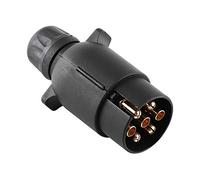 Gorgeri Trailer Plug Adaptateur de remorque, 12V 7 Broches Prise électrique de remorque Adaptateur de connecteur de câblage en Plastique de Type N à 7 pôles Noir