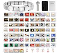 Gorgieousy Ensemble de breloques de bracelet à breloques italiennes personnalisées - Breloques personnalisées en argent, or, pour débutant à faire soi-même - Liens de montre pour homme et femme