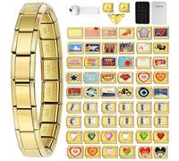 Gorgieousy Lot de 10 bracelets à breloques italiens personnalisés en or 9 mm assortis pour bracelets à breloques italiens faits à la main, bijoux papillon diamant