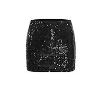 GORGLITTER Jupe courte à paillettes pour femme - Mini jupe sexy avec élastique - Tenue de fête - Jupe rave - Tenue techno, Noir , XS
