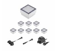 ledscom.de Gorgon LED pavé encastré de sol pour l'extérieur, 10x10cm, 12V, blanc chaud 9er Set