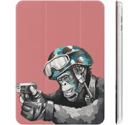 Gorilla Banksy Étui Pour Ipad 2020 (10.2in) Avec Porte-Stylos, Résistant Aux Chocs, Mise En Veille/Réveil Automatique, Coque De Protection Transparente À Trois Volets, Personnage D'anime