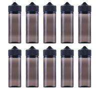 Gorilla Chubby Unicorn Lot de 10 bouteilles en PET V3 avec bouchons anti-fuites et étanches pour les enfants, distributeur compte-gouttes pour mélanger des liquides (noir transparent, 120 ml)