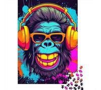 Gorilla DJ Headphones 1000 Piece Puzzle for Adults Neon Gorilla with Headphones Fun and Challenging Family Game & Great Gift Idea 52x38cm 1000pcs