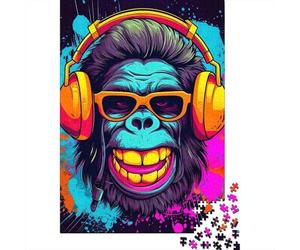 Gorilla DJ Headphones 1000 Piece Puzzle for Adults Neon Gorilla with Headphones Fun and Challenging Family Game & Great Gift Idea 52x38cm 1000pcs
