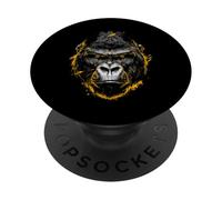 Gorilla Face Art Animal Lover Motif Jungle Cool Hommes Femmes PopSockets PopGrip Adhésif