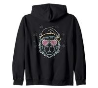 Gorilla Face Lunettes Rondes avec Personnage d'hiver Singe Graphique Sweat à Capuche