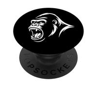 Gorilla Face Monkey Angry Growling Scary Silverback Gorilla PopSockets PopGrip Adhésif