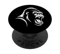 Gorilla Face Monkey Angry Growling Scary Silverback Gorilla PopSockets PopGrip Adhésif